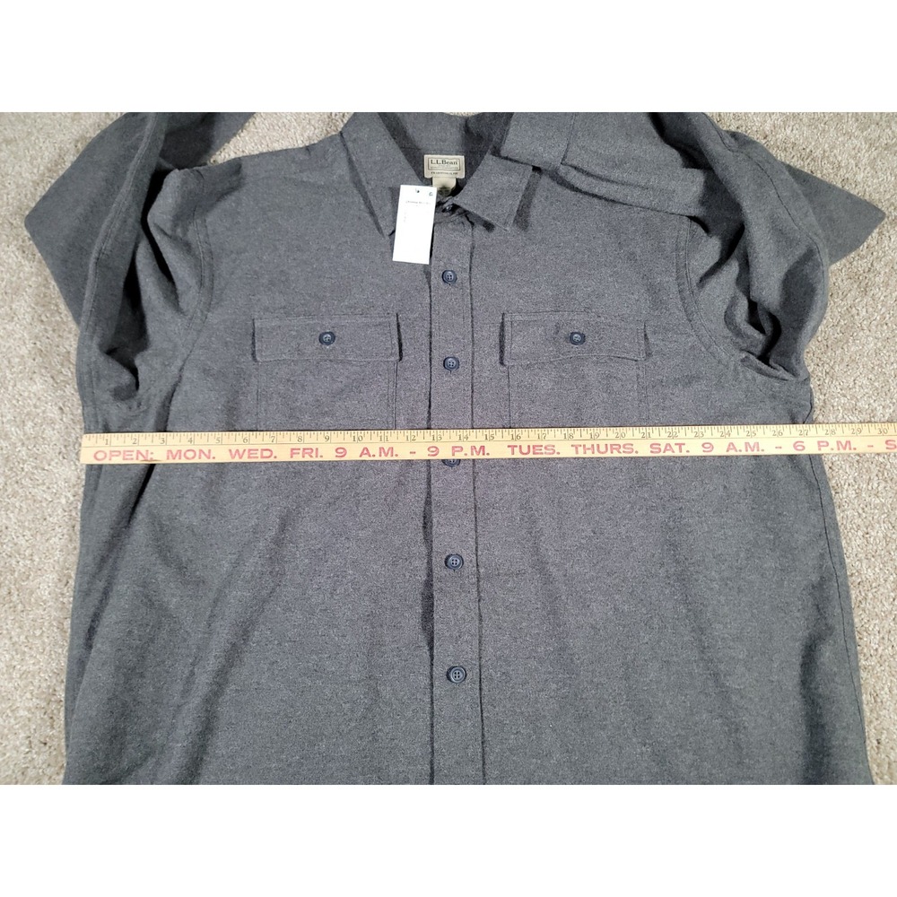 LL Bean Shirt 2XL Gray Men Chamois Flannel Long Sleeve Button Up Heavyweight NWT - Picture 13 of 16